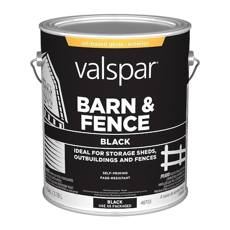 Valspar Exterior Paint, Oil, Gloss, Black, 1 gal, 400 sq-ft/gal Coverage Area 009.0000703.007