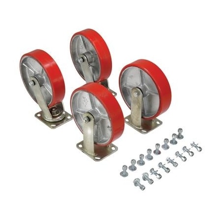 Vestil 8"X2" POLY-ON-STEEL CASTER KIT 5000# CAP, PK4 D-CK4-PU8-2