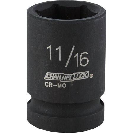 Channellock 1/2'' Drive 11/16'' 6-Point Shallow Standard Impact Socket 313181