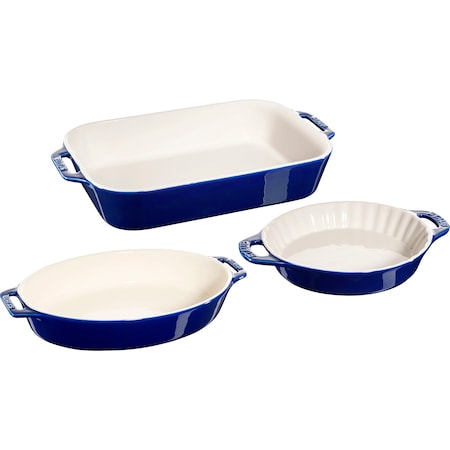 Staub Ceramic 3-pc Mixed Baking Dish Setand, Dark Blue 1009509