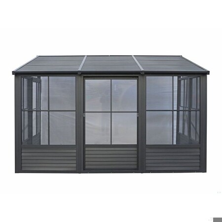 Gazebo Penguin Florence Wall Mounted Solarium 10x12 Metal Roof in black W1209MR-42