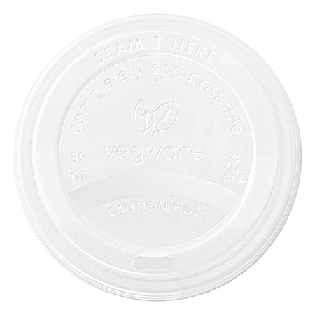 Vegware Disposable Cup Lid, 20 oz, White, PK1000 VLID89S