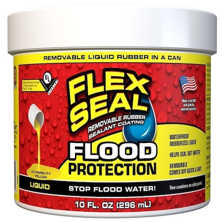 Flex Seal Flood Protection Rubberized Adhesive, Liquid, Yellow, 10 oz, Can RLSYELR12