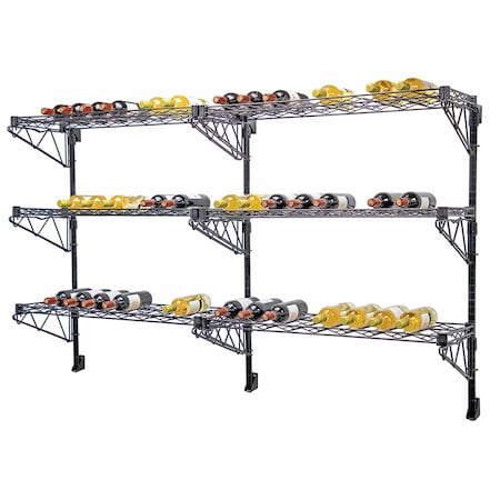 Quantum Storage Systems 54in DOUBLE POST WALL MOUNT CANTILEVER 8 WINE SHELF KIT 14x48 BLACK WC54-1448WBK-8