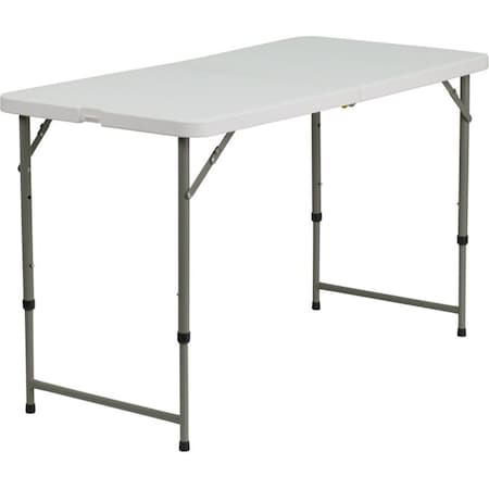 Flash Furniture Rectangle Wh 24X48 Plastic Fold Table, 23.75" W, 47.75" L, 29.25" H, Plastic Top, White DAD-YCZ-122Z-2-GG
