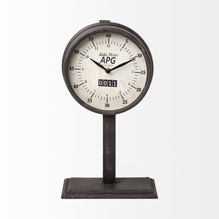 Homeroots 16" Black Metal Table Clock 376203