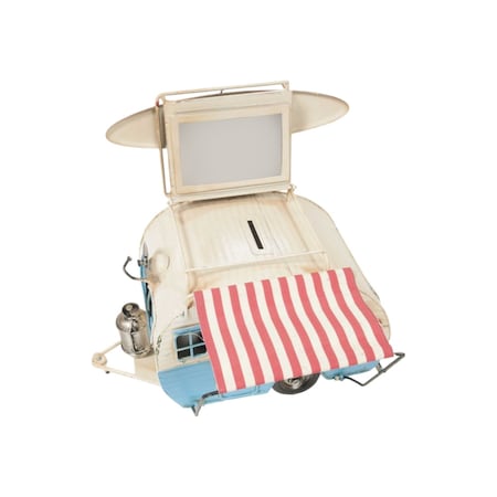 Homeroots 3.5" X 2.5" Blue And White Distressed Metal Tabletop Picture Frame 376341