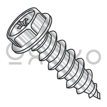 6-18X1 1/2 Phillips Indent Hexwasher Self Tap Screw Type A Full Thread 18-8Stainless Steel, 2250PK