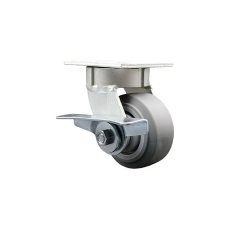 Service Caster 4 Inch Kingpinless Thermoplastic Rubber Wheel Swivel Caster with Brake SCC SCC-KP30S420-TPRRF-SLB