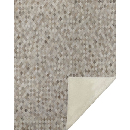 Homeroots 50" X 70" Gray Beige And Ivory Geometric Microfiber Plush Throw Blanket 712418