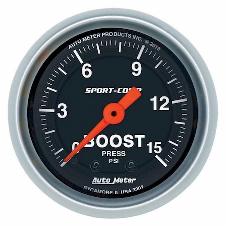 Auto Meter 3302 2.06 in. Sport Comp Boost Gauge - 0-15 PSI ATM3302