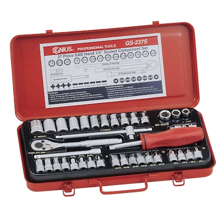 Genius Tools 37PC 1/4in Dr. SAE Hand Socket Set GS-237S