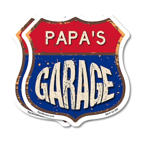 Signmission Papa's Garage, 18 inch X 18 inch, Plastic Sign, 2PK SHI-P-2PACK-18-383-PAPA