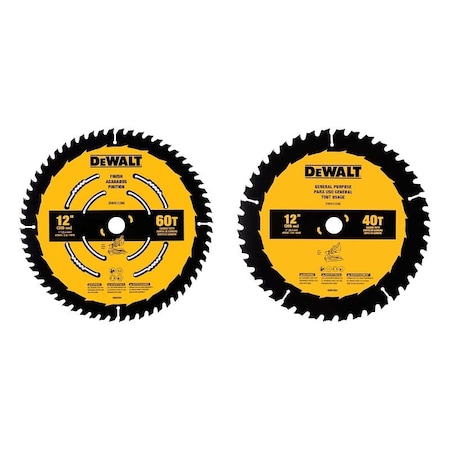 Dewalt Circular Saw Blade Set, Specifications: 1 in Arbor Size, 0.098 in Kerf, 40 Teeth, Carbide DWA112CMB