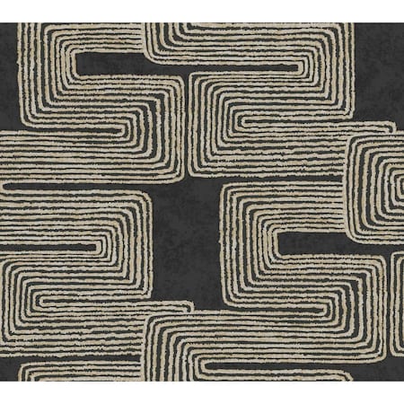 York Wallcoverings Zulu Thread Black and Gold Wallpaper Sample AG2032SAM