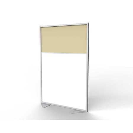 Ghent Floor Partition, Aluminum Frame with Magnetic Porcelain and Caramel Vinyl Panels, 72''H x 48''W MP7248-20-8A