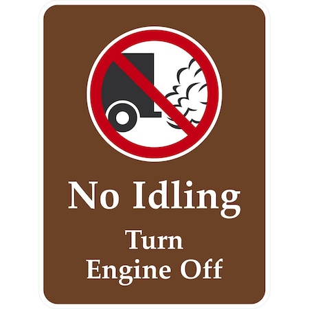 Lyle No Idling, Turn Engine Off With Graphic, 18x24, Engineer Grade, White G-10172-EG_18x24