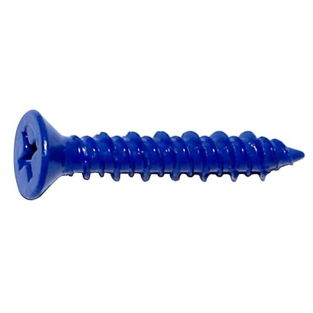 Midwest Fastener Masonry Screw, 3/16" Dia., Flat, 1 1/4 in L, Steel Blue Ruspert M09273