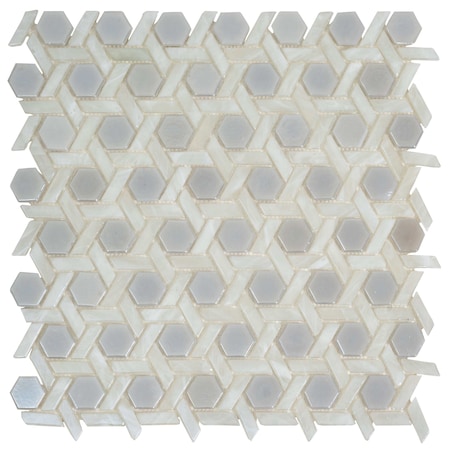 Apollo Tile Cotton White 11.7 in x 11.9 in Glass Glossy Floor and Wall Mosaic Tile 9.67 sqft/case, 10PK APLAHX8820A