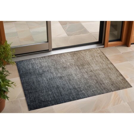 Homeroots 3' X 5' Taupe and Gray Ombre Washable Non Skid Indoor Outdoor Area Rug 563703