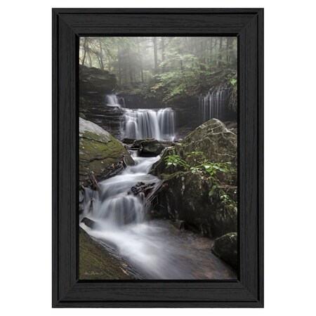 Homeroots Ricketts Waterfall Black Framed Print Wall Art 530008