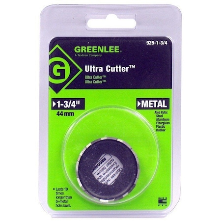 Greenlee Hole Cutter, 1 3/4 In Dia, HSS, 3/8 In Hex 925-1-3/4