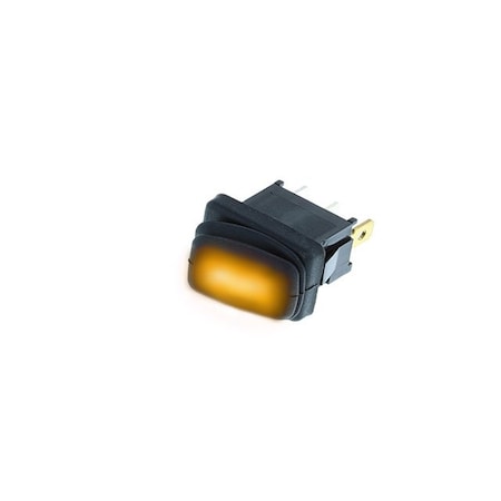Switch Components IP65 Mini Rocker, 3P SPST OFF-ON, Amber LED RF3-1A-DC-2-AL