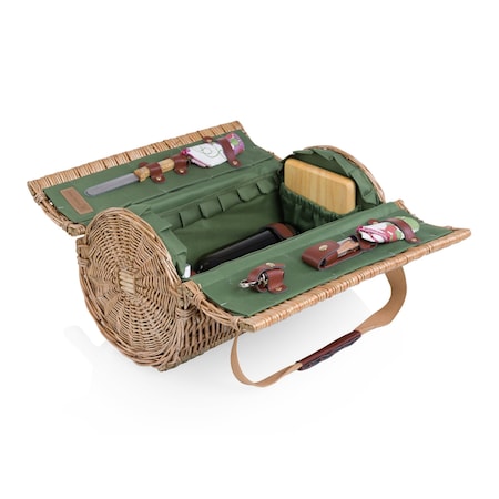 Picnic Time Family Of Brands Verona Wine & Cheese Picnic Basket, Pine Green 224-82-515-000-0