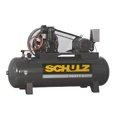 Schulz AIR COMPRESSOR - 10HP THREE PHASE - 120 GALLONS HORIZONTAL TANK - 208-230-460V 932.9327-0
