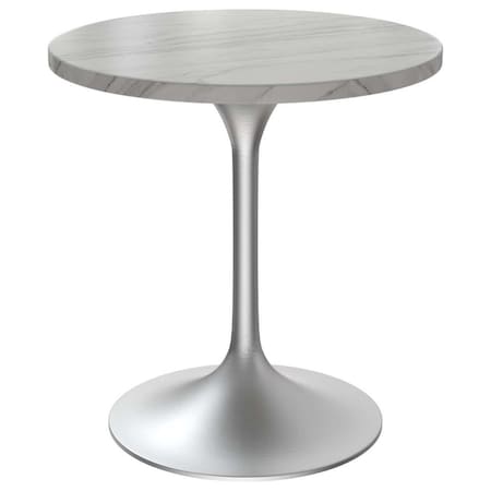 Leisuremod Round 27.55 in W, 29.34 in L, Sintered Stone/Stainless Steel, White VT20BS-27WS