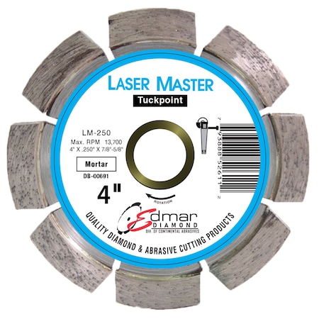 Continental Abrasives 5in x .250in x 7/8in-5/8in Pro Level Laser Welded Diamond Tuck Pointing Blade DB-00692