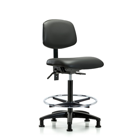 Blue Ridge Ergonomics Vinyl Chair, High Bench, Foot Ring, Glides, Carbon BR-VHBCH-RG-T0-A0-CF-RG-8823