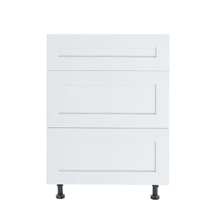 Cambridge Everest 24 in. Wx 24 in. Dx 34.5 in. H Ready to Assemble Shaker Drawer Base Kitchen Cabinet in White SA-DB24-SW-KIT
