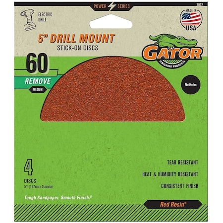 Gator 5IN 60GRIT PSA DISC 4PK 3002