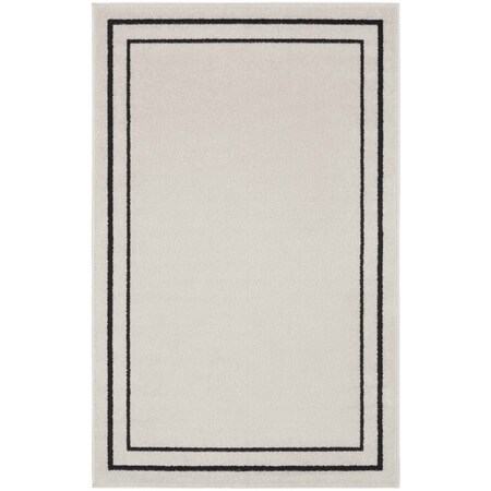 Homeroots 3' X 5' Ivory And Black Indoor Outdoor Area Rug 545969