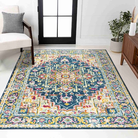 Jonathan Y Brooklyn Geometric Medallion Blue/Beige 4 ft. x 6 ft. Area Rug MDP207A-4