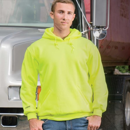 Game Workwear Hi-Vis Pullover Hoodie, 100% Spun Polyester Fleece, Hi Vis Lime, XL 8210