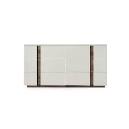 Homeroots 60" Gray Wood Six Drawer Double Dresser 714485