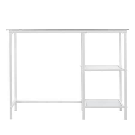 Homeroots 42" Clear and White Glass Writing Desk 402045