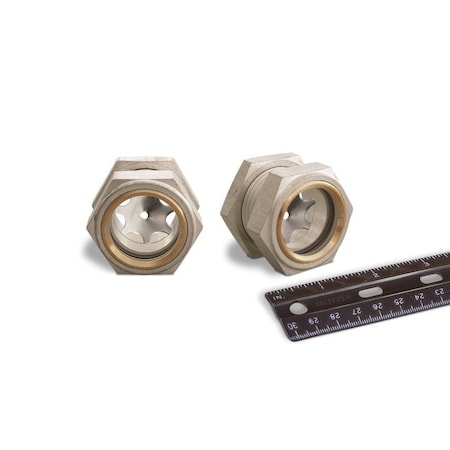 Oil-Rite Gasketed Window Sight Straight Thread - Straight w/Nut, 1 1/4in.-12, 1 1/2in., SS, 100 PSI B2396-4