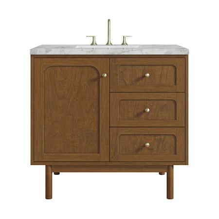 James Martin Vanities Laurent 36" Single Vanity, Honey Oak w/ 3 CM Carrara Marble Top 545-V36-HNO-3CAR