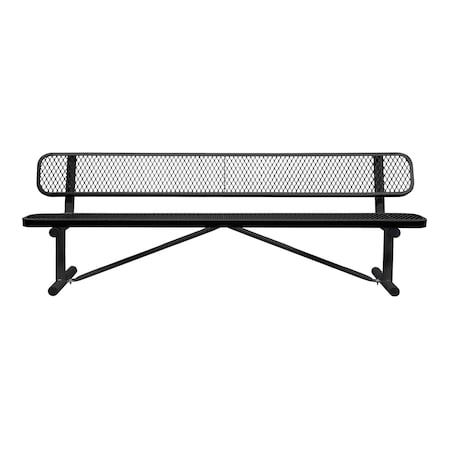 Leisure Craft Portable, Bench with Back, 8ft., Black B8WBP-BLACK