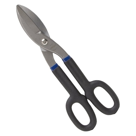 Vulcan Snip, 12 in OAL, 3 in L Cut, Straight Cut, Carbon Steel Blade, Non-Slip Grip Handle, Black/Blue Handle TS-01412