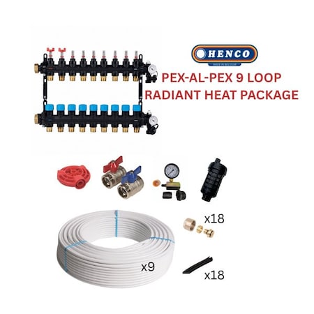 Henco Infloor radiant heating set - PEX-AL-PEX + composite manifold - 2280 - 2560 sqft 806370