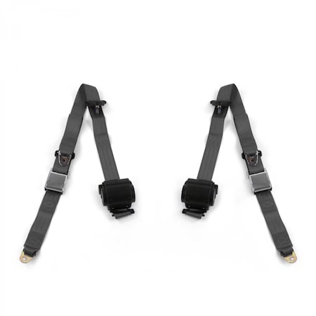 Geared2Golf 3 Point Airplane Retractable Bucket Seat Belt Kit with 2 Belts for 1955-1959 Chevy Truck, Charcoal GE2250609