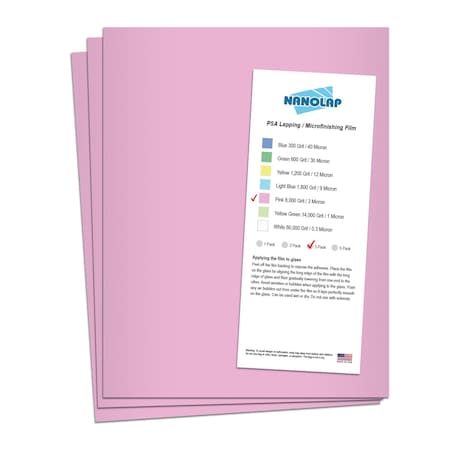 Nanolap PSA Lapping Film, 3 Pc 3 Micron (8,000 Grit), 8-0.5 in x 11 in Microfinishing Fine Sanding Paper 61558N