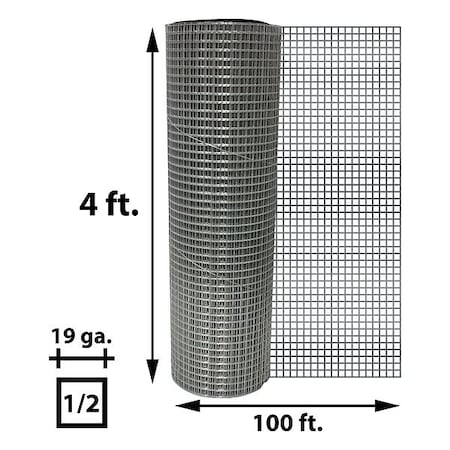 Zoro Select CarbonSteelHardwareCloth, 100ft-L, 4ft-W HC248100