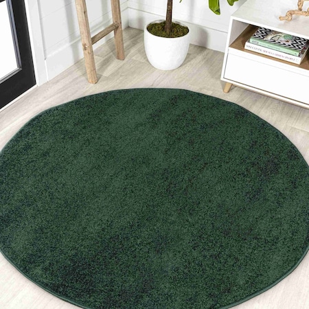 Jonathan Y Haze Solid Low-Pile Emerald 6 ft Round Area Rug SEU100L-6R