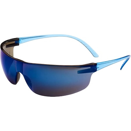 Uvex Rimless Safety Glasses w/Blue Frame, Blue Mirror Lens w/Anti-Scratch Coating and Hardcoat SVP206