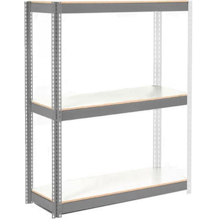 Global Industrial 3 Shelf Standard Duty Boltless Shelving Add On 72Wx36Dx60H, Laminate Deck B3153444